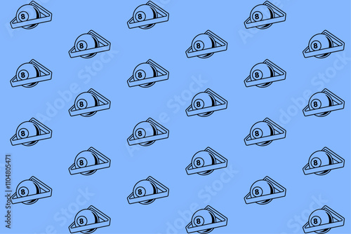 8 ball and triangle rack billiard outline seamless pattern on blue background. black ball and triangle rack pool snooker illustration pattern background for billiard decoration and merchandise 