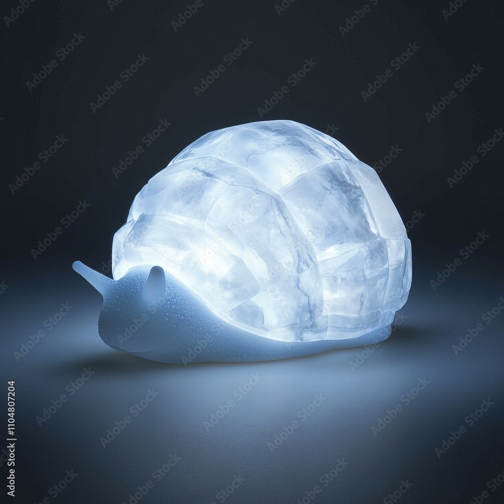 Illuminated snail-shaped night light.