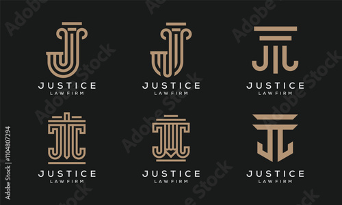letter J justice law firm logo design, set bundle of collection vector icon graphic