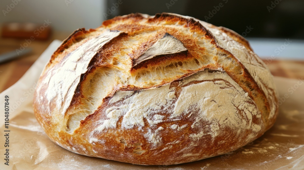 Artisan sourdough bread, freshly baked, golden crust, rustic charm, home-baked, delicious, fluffy interior Artisan sourdough bread, freshly baked, golden crust, rustic charm, home-baked, delicious, fluffy interior