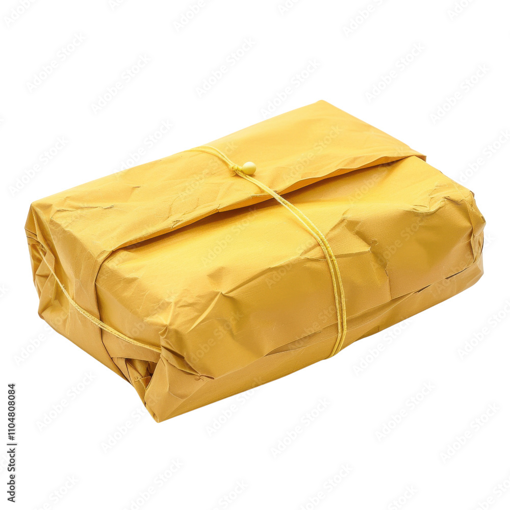 Obraz premium Mysterious Yellow Package Awaiting Surprise Intriguing Gift Wrapped Thoughtfully for a Special Moment, Eager to Uncover Hidden Treasures Inside