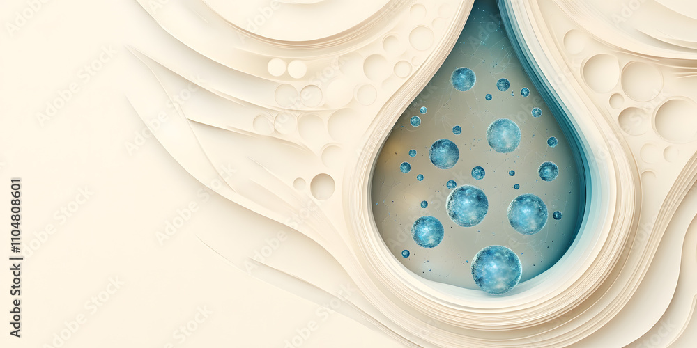 Obraz premium Water Droplets Abstract Art Blue and Beige Colorful Art Nature Inspired Art Unique Art Modern Art Decorative Art