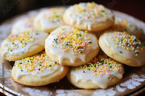 Homemade Sprinkled Shortbread Cookies Perfect for Festive Holidays and Thanksgiving photo