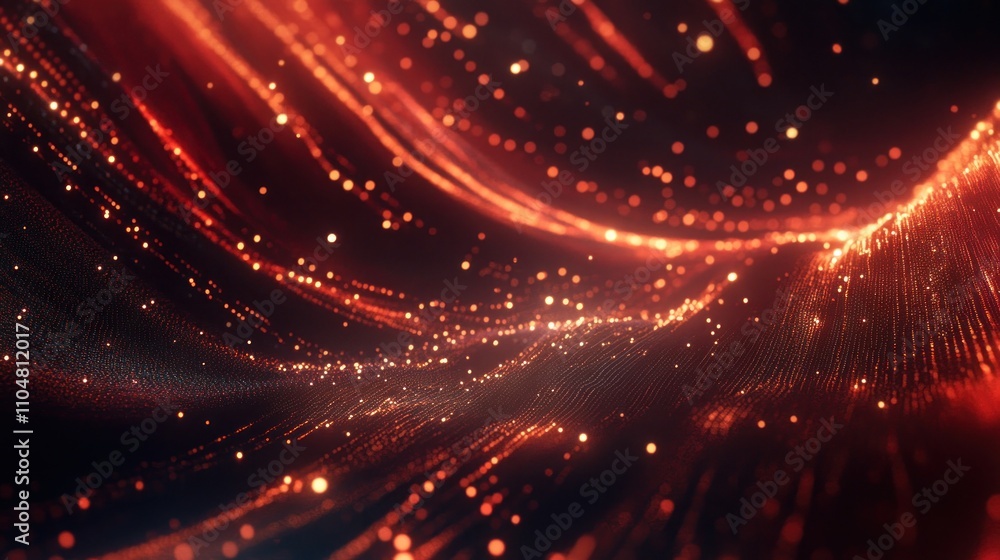 Fototapeta premium Abstract digital waves with glowing particles, creating a dynamic visual experience.