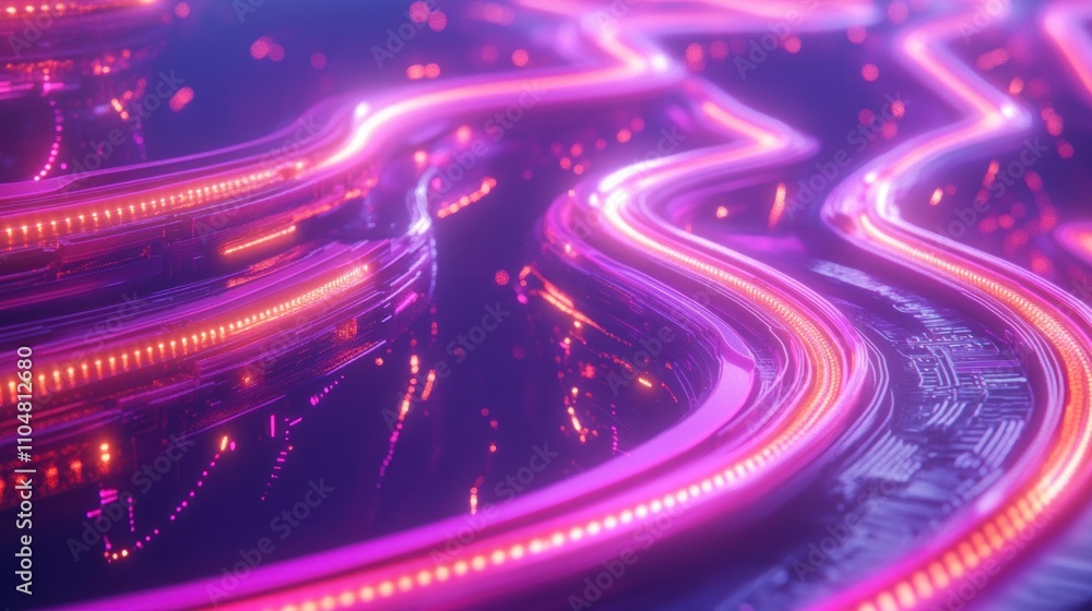 A vibrant, abstract representation of glowing pathways in a digital landscape. A vibrant, abstract representation of glowing pathways in a digital landscape.