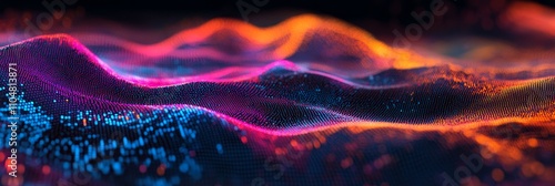 Brightly Colored Light Waves Abstract - Vibrant, dynamic light waves blend into a dark space, symbolizing energy, technology, data flow, creativity, and innovation.