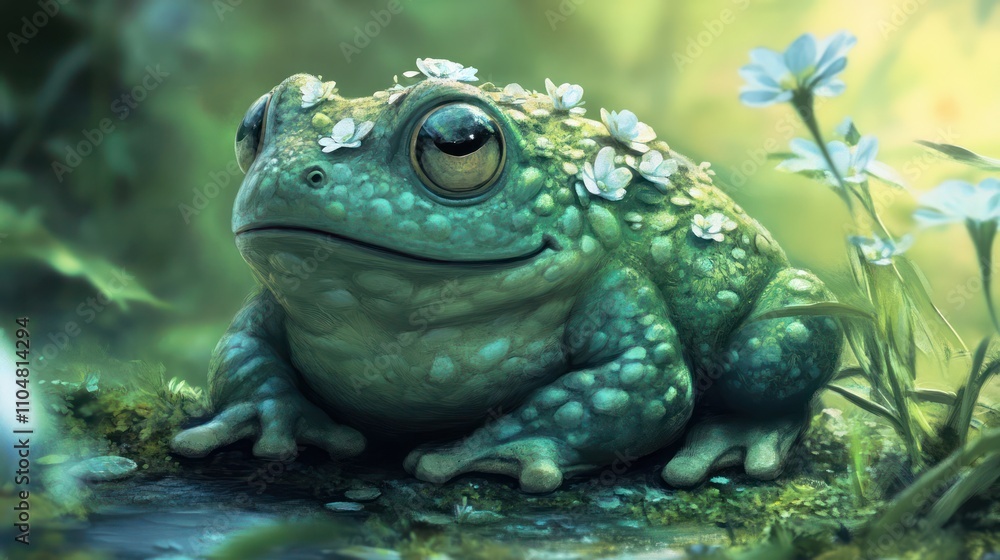 Enchanted Toad: A Digital Painting of a Serene Amphibian Enchanted Toad: A Digital Painting of a Serene Amphibian