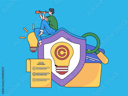 Protect intellectual property flat vector concept operation hand drawn illustration
