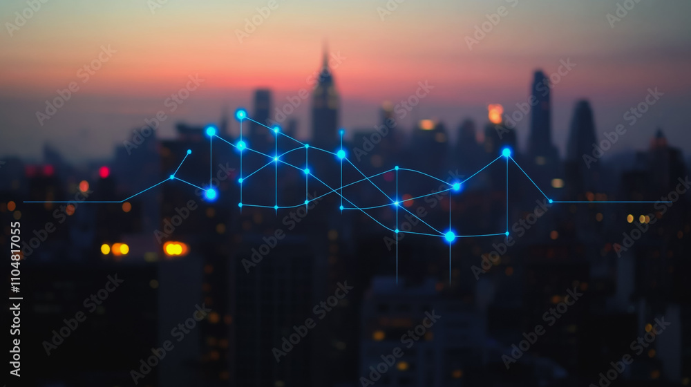 Smart digital city with connection cyber security network reciprocity over the twilight cityscape.future wireless digital city and social media networking systems that connects people within the city Smart digital city with connection cyber security network reciprocity over the twilight cityscape.future wireless digital city and social media networking systems that connects people within the city