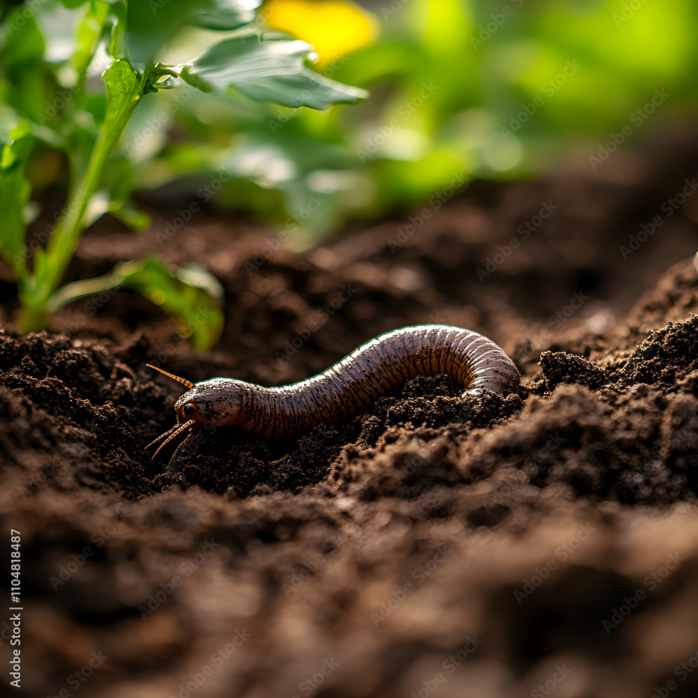 Worm aerating rich soil in a freshly tilled garden outdoor nature photography fertile environment close-up soil health Worm aerating rich soil in a freshly tilled garden outdoor nature photography fertile environment close-up soil health