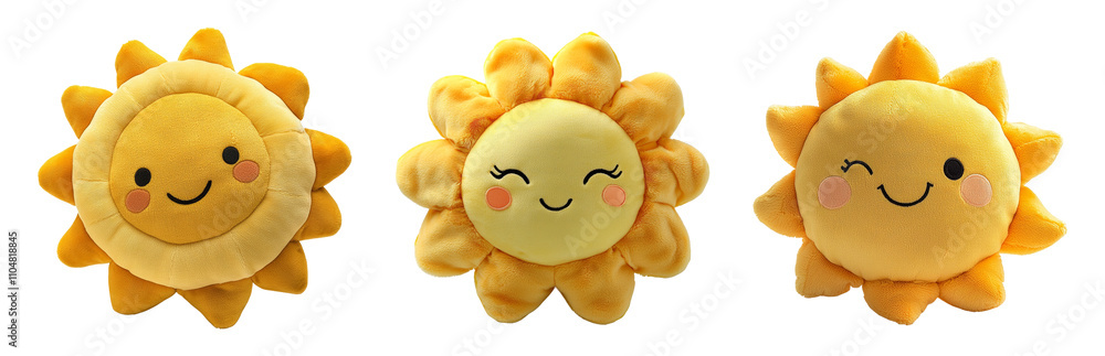 Cute Soft Yellow Sunshine Plush Toys for Children Isolated on transparent background png Cute Soft Yellow Sunshine Plush Toys for Children Isolated on transparent background png