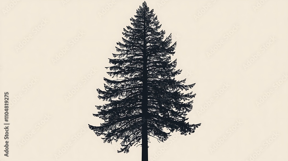Obraz premium Majestic Evergreen Silhouette Tall Conifer Tree Nature Forest Winter Christmas Holiday Background