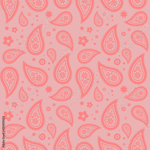 Seamless Pink Paisley Floral Pattern - Retro Boho Desig