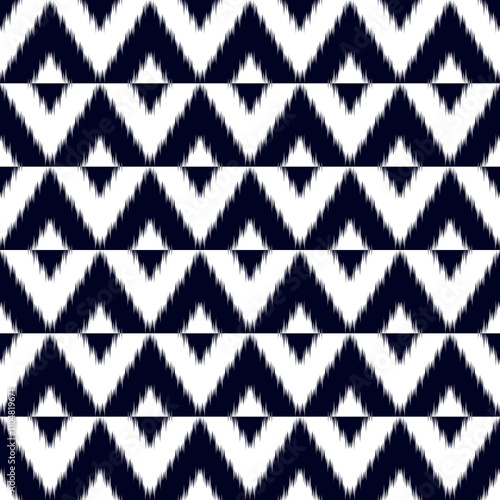 Black and White Ikat Chevron Seamless Pattern - Bold Tribal Design