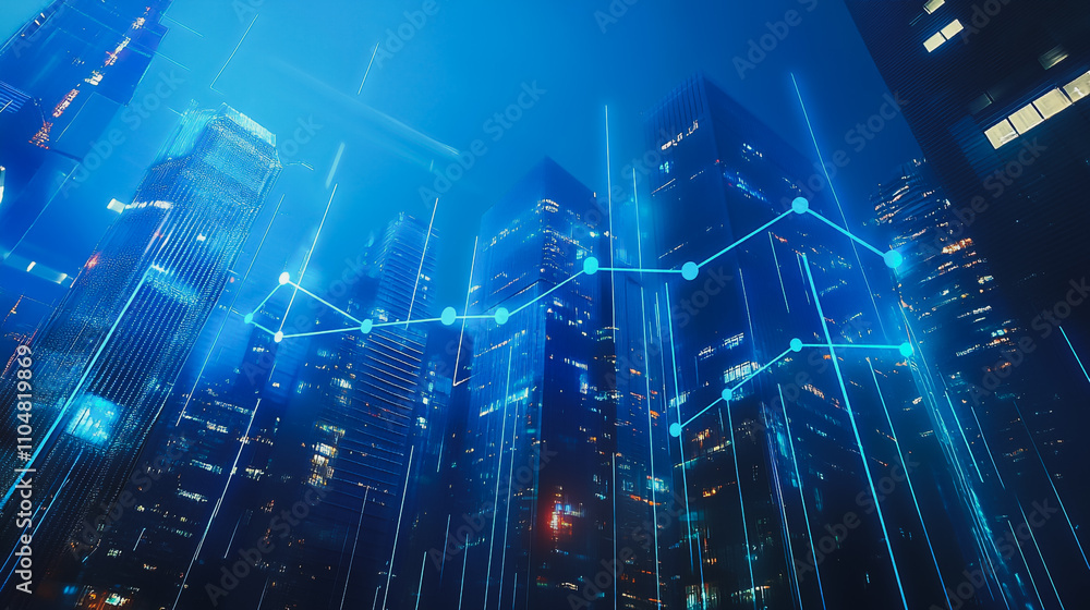 Obraz premium Smart digital city with connection cyber security network reciprocity over the twilight cityscape.future wireless digital city and social media networking systems that connects people within the city