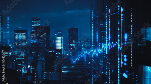 Smart digital city with connection cyber security network reciprocity over the twilight cityscape.future wireless digital city and social media networking systems that connects people within the city