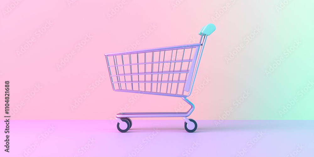 minimal shopping cart icon with a pastel gradient color scheme (light pink, lavender, mint green). minimal shopping cart icon with a pastel gradient color scheme (light pink, lavender, mint green).
