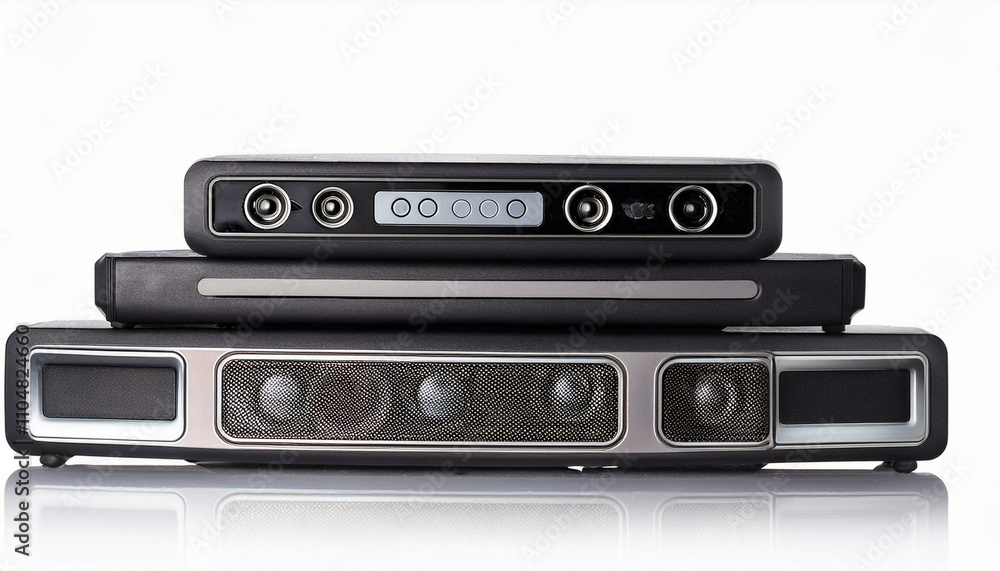 Stack audio music speaker isolated white background Stack audio music speaker isolated white background