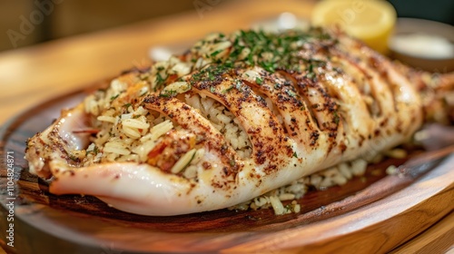 Wallpaper Mural Grilled Stuffed Fish Garnished with Herbs and Lemon Slices Torontodigital.ca