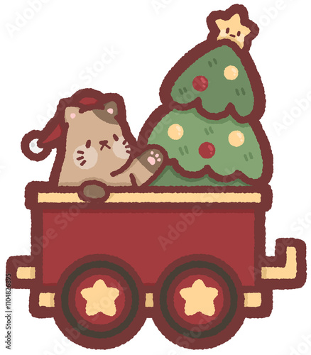 Christmas train (Christmas tree carriage) - cat