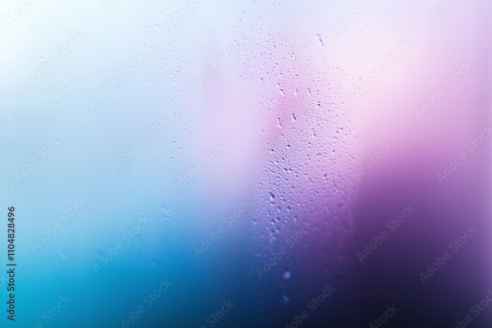 Obraz premium Close-up of a glass window surface blurred with frost or moisture on a Blue and purple gradient background. Abstract, dreamy, emotional, mood, weather, season, background.