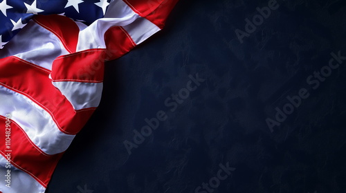 Wallpaper Mural A portion of the Stars and Stripes flag visible on one side on a dark blue background. Veterans Day, Independence Day, Freedom, Democracy, Memorial Day, Festival, Event, American Symbolism. Copy space Torontodigital.ca