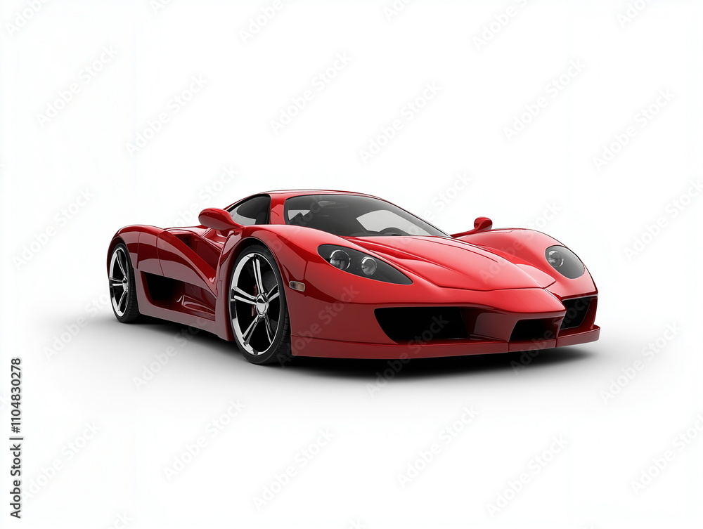 A one red sports car or supercar isolated on white. A one red sports car or supercar isolated on white.