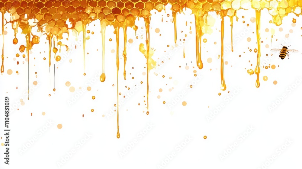 Fototapeta premium Dripping Honeycomb with Bee in Natural Light
