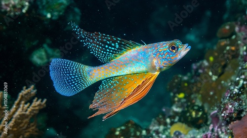 Iridescent Peacock Fish Creates a Mesmerizing Display of Light in the Deep Sea 