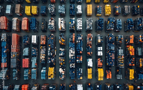 Aerial view of colorful shipping containers. photo