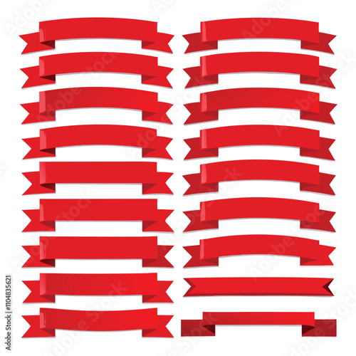 red ribbon banners template labels 