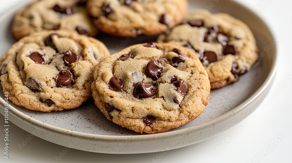 Cozy Close-Up of Freshly Baked Chocolate Chip Cookies Cozy Close-Up of Freshly Baked Chocolate Chip Cookies