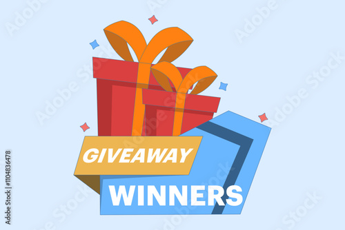 Social media post concept, surprise package, customer gift. gift box for gift giving advertisement, isolated icon like or repost in modern flat style.