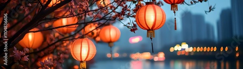 Festive lanterns illuminating evening skies.