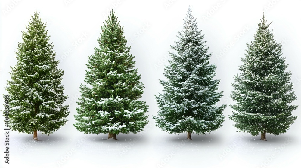 Obraz premium Snow-Capped Christmas Trees: A Festive Collection for the Holiday Season