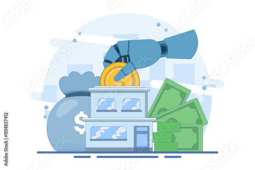 investment concept in home or real estate. household income, real estate sales Real estate investment, home value, home budget and other expenses, flat vector illustration on background.