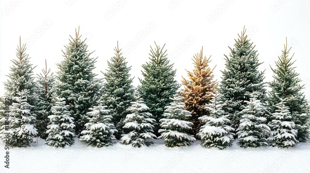 Obraz premium Charming Christmas Tree Collection: Embracing the Magic of Snowy Landscapes