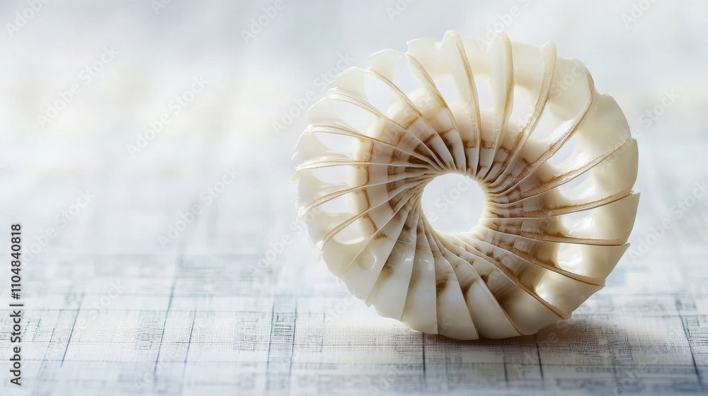 Obraz premium Ancient spiral seashell isolated on black background
