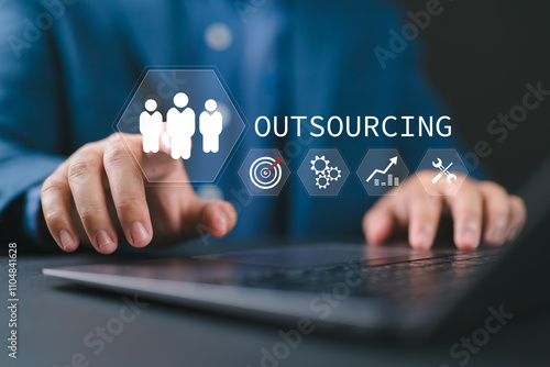 Tableau sur toile Outsourcing concept, Human resources and global recruitment