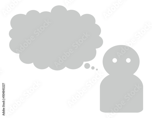 ビジネスアイコン　吹き出し　人　モノクロ　雲形　想像　2