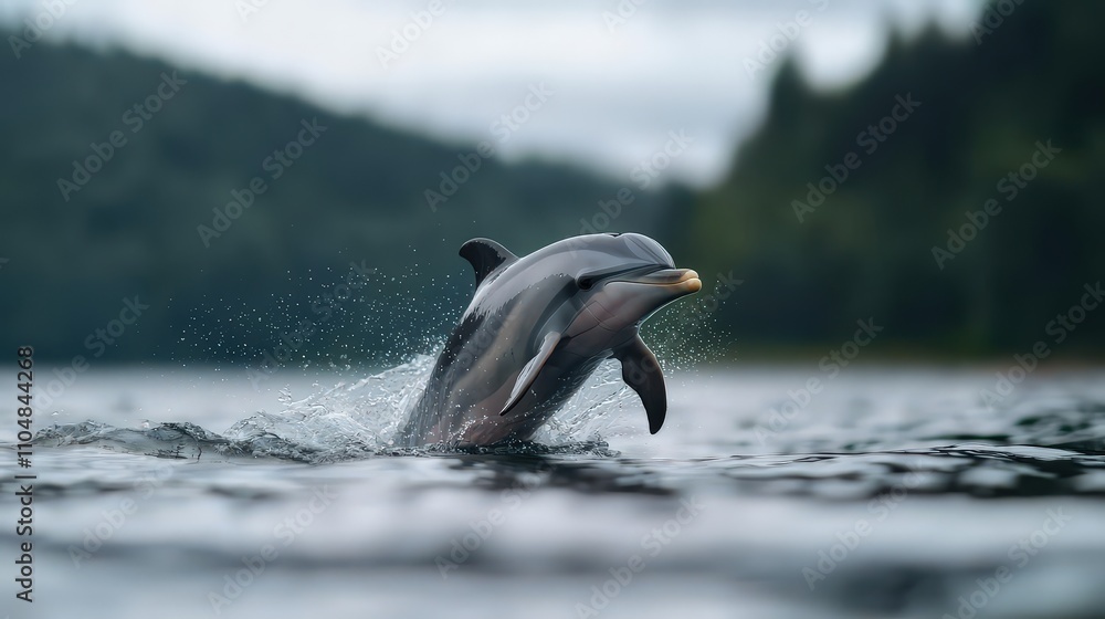 Obraz premium Pacific White sided Dolphin Leaping Ocean Wildlife Marine Mammal Nature Photography