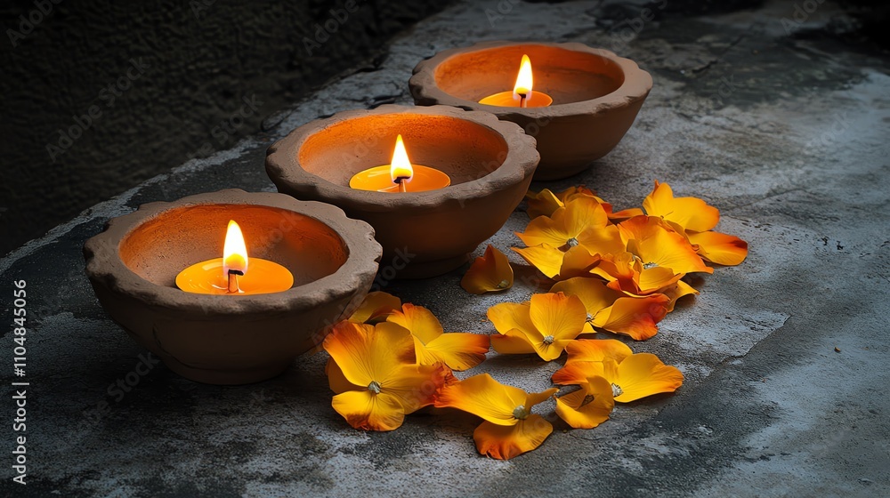 Warm candles with flower petals for ambiance. Warm candles with flower petals for ambiance.