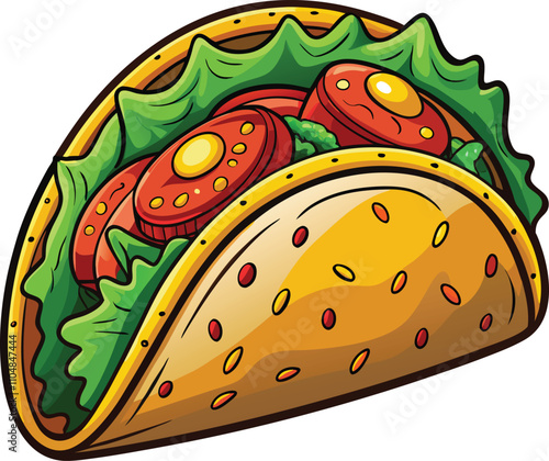 Tasty Taco Clipart Vector with Fresh Ingredients Perfect for Menus Blogs and Food Designs