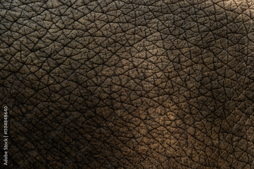 The background pattern of the elephant skin is dark black. The pattern on the elephant skin with the skin and hair of the elephant is sharp and detailed. The background pattern of the elephant skin is dark black. The pattern on the elephant skin with the skin and hair of the elephant is sharp and detailed.