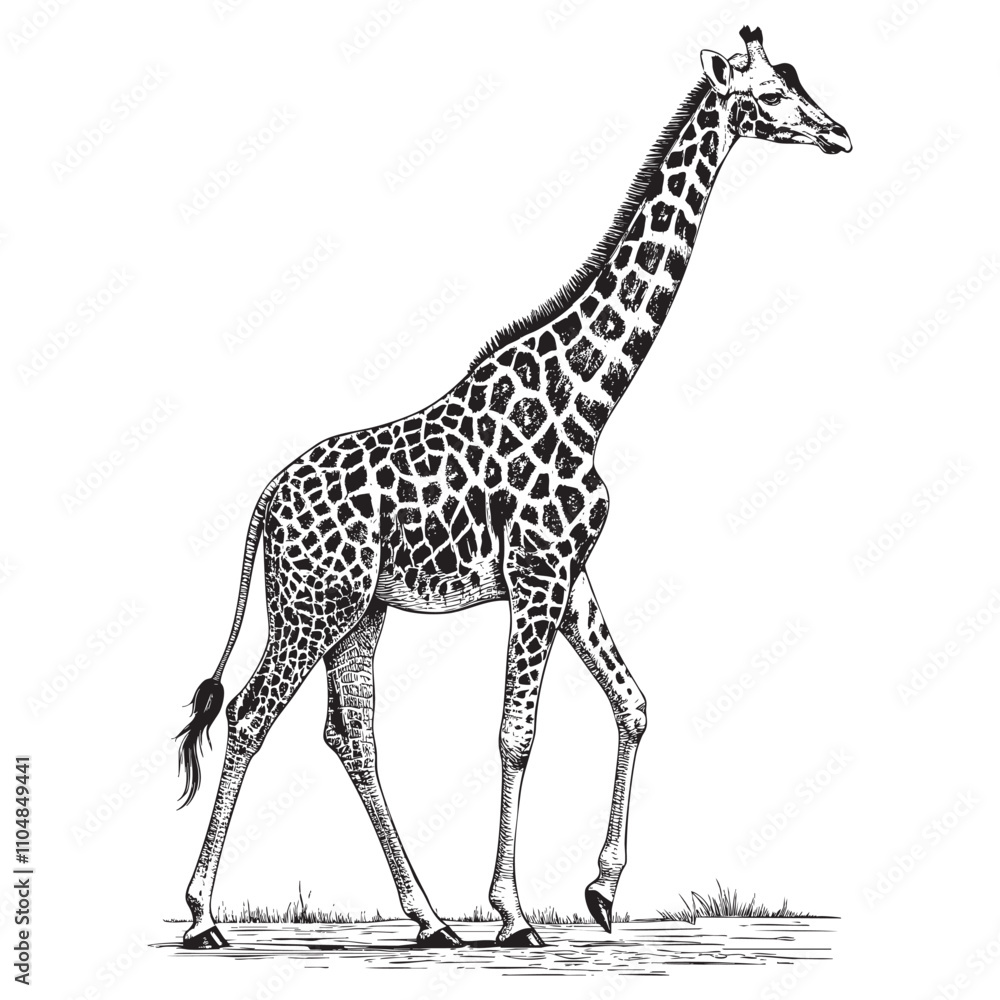 Fototapeta premium giraffe sketch hand dawn drawing vector illustration
