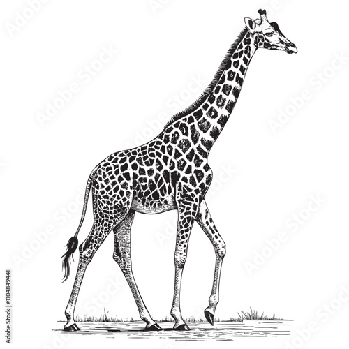 giraffe sketch hand dawn drawing vector illustration