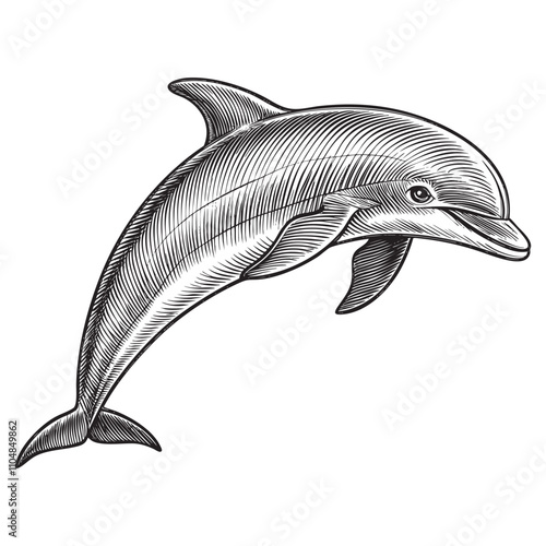dolphin sketch hand dawn drawing vector illustration