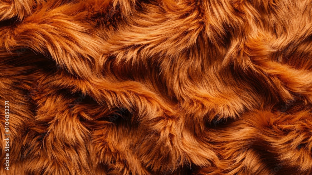 Fototapeta premium Soft and luxurious orange fur texture with flowing patterns on a white background.