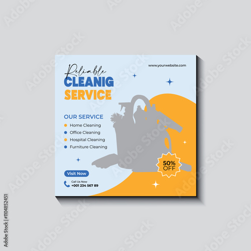 Cleaning service social media post or Instagram post template design