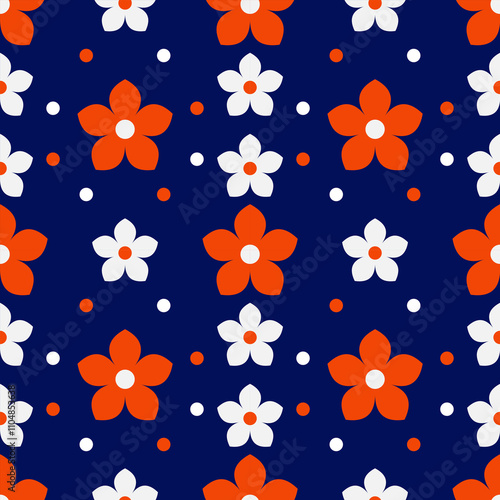 Abstract floral patterns, navy background designed for fabrics, backgrounds, paper, tiles, wallpapers, and more.